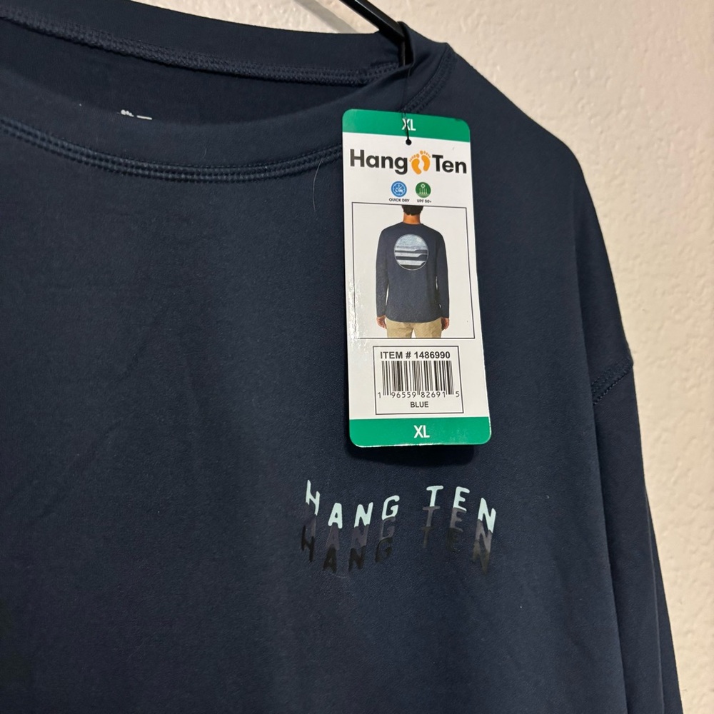 XL New with Tags Hang Ten Men's Long-Sleeve Crew Tee - Dark Blue - Picture 6 of 6